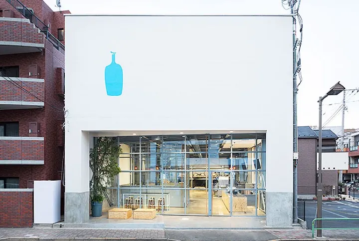 Blue Bottle Coffee's Kiyosumi-Shirakawa Roastery & Cafe, its first location outside the US, in a converted two-story warehouse.