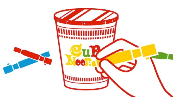 Decorating a blank cup with markers at the My CUPNOODLES Factory.