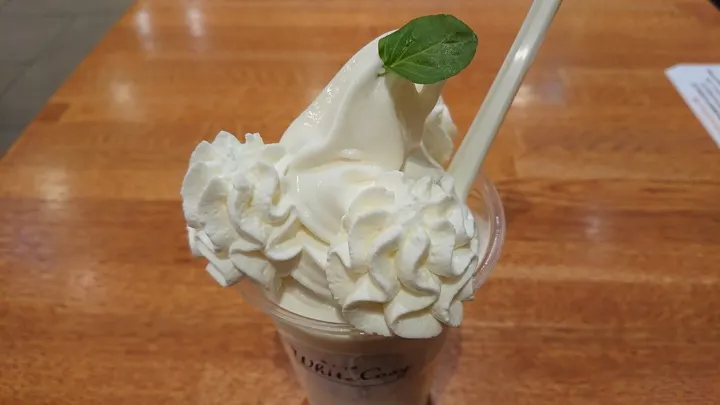 Milk parfait from Yotsuba White Corgie, a popular dessert stop.