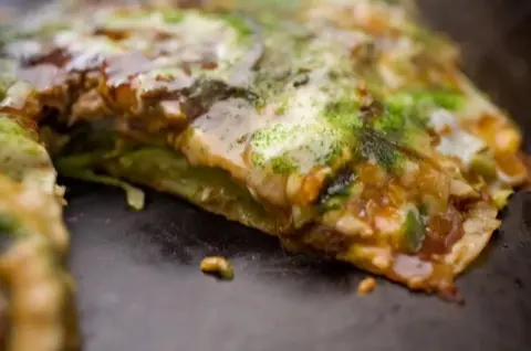 Okonomiyaki, an Osaka savory pancake.