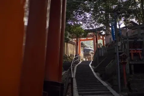 Another view of the gates among the trees.