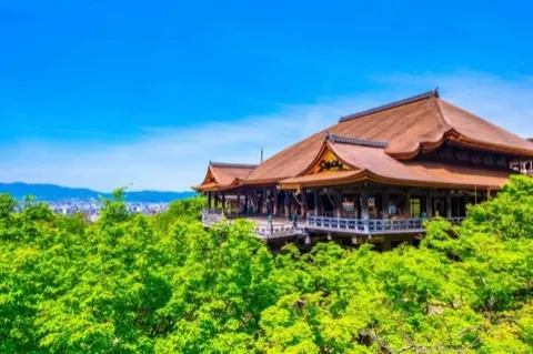 The wooden stage of Kiyomizu-dera's Main Hall.
