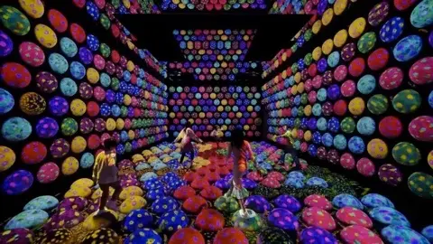 Bouncing spheres in the Caterpillar House.