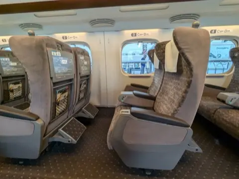 A closer look at the Green Car seats.