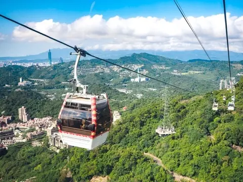 Taipei 101 visible from the gondola ride.